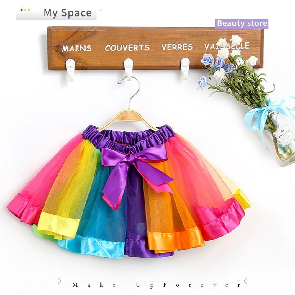 MY Saia Tutu Arco-Íris Multicolorida Moda Bebê Menina Princesa