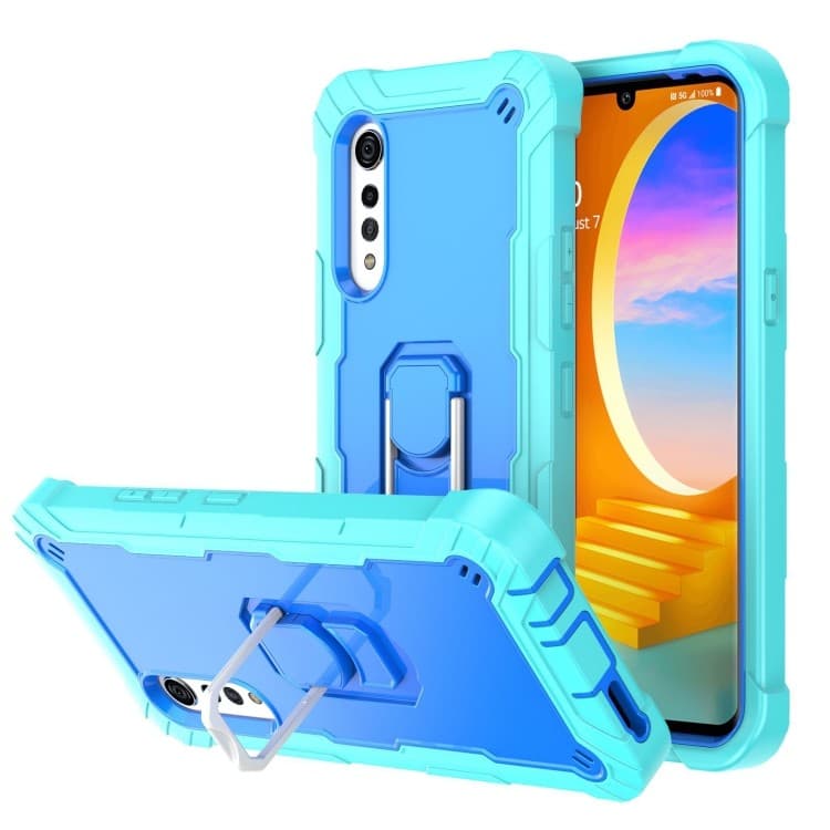 Estoque Pronto Para LG Velvet PC + Capa Protetora À Prova De Choque De 3 Camadas De Borracha Com Suporte Giratório