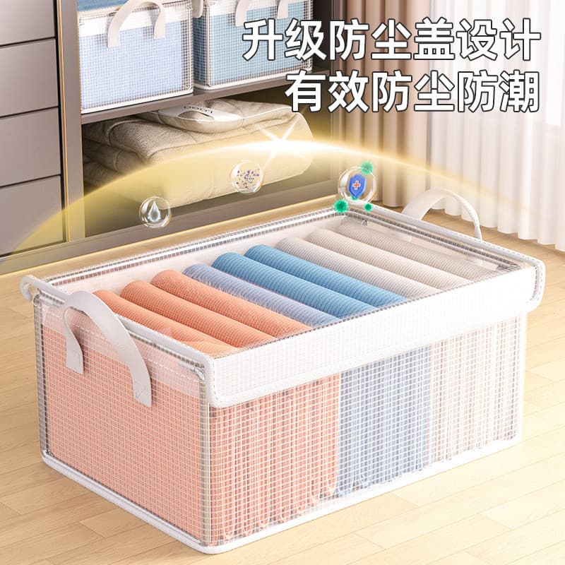 Caixa de armazenamento de roupas guarda-roupa doméstico em camadas ferramenta útil colocar roupas calças organizador cai