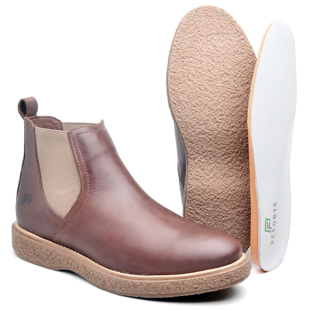 Bota Chelsea Couro Legítimo Palmilha Gel Anti-impacto Botina Conforto Macia