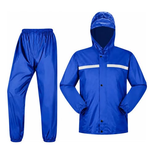 Capa De Chuva Impermeável Motoqueiro Com Touca E Viseira - M Azul