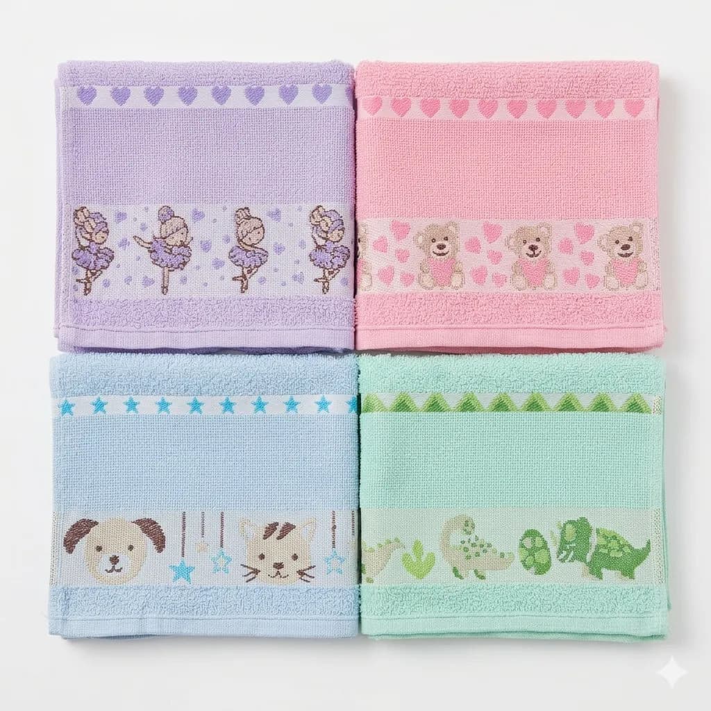 Kit 4 toalhas Rosto Infantil 70x40 Cm / 100% Algodão