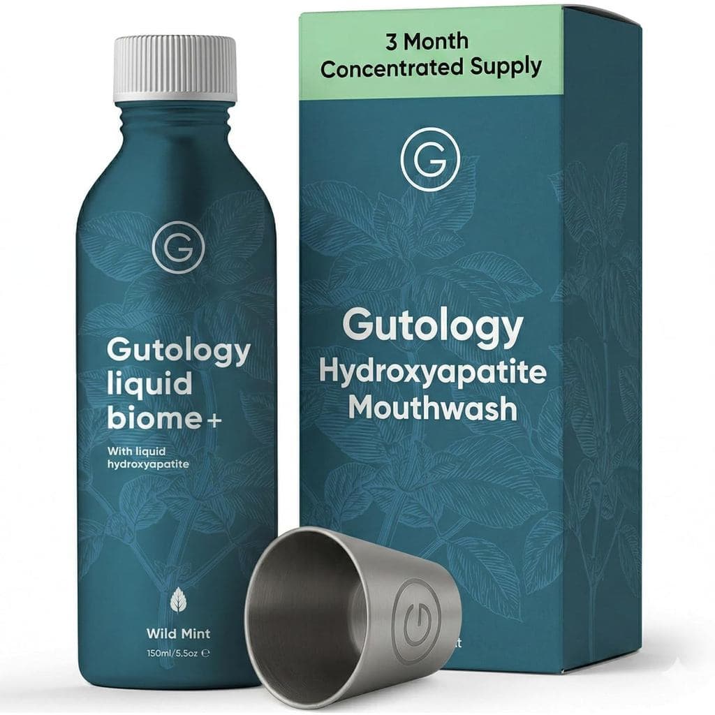 Enxaguante bucal Gutology Microbiome-Friendly com hidroxiapatita e prebióticos - Suprimento para 3 meses - Liquid Biome+