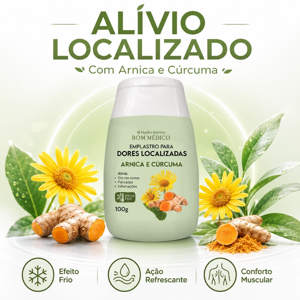 Emplastro Para Dores Localizadas Com Efeito Frio  Alívio Na Dor Dos Joelhos Lombar Pescoço Ombros 100g Abelha Rainha