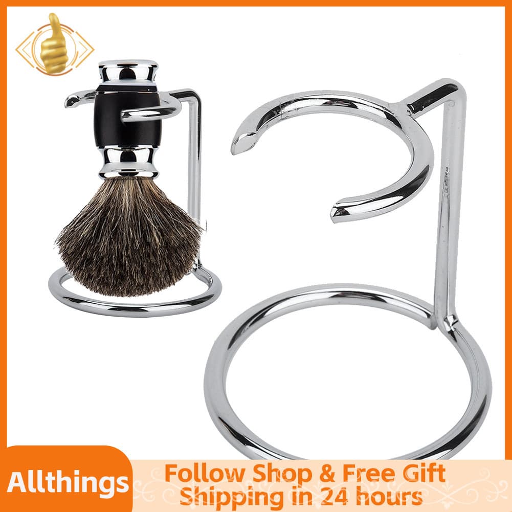 allthingss-br Suporte de escova de barbear para barbear artístico leve suporte prateado de aço inoxidável kit de
