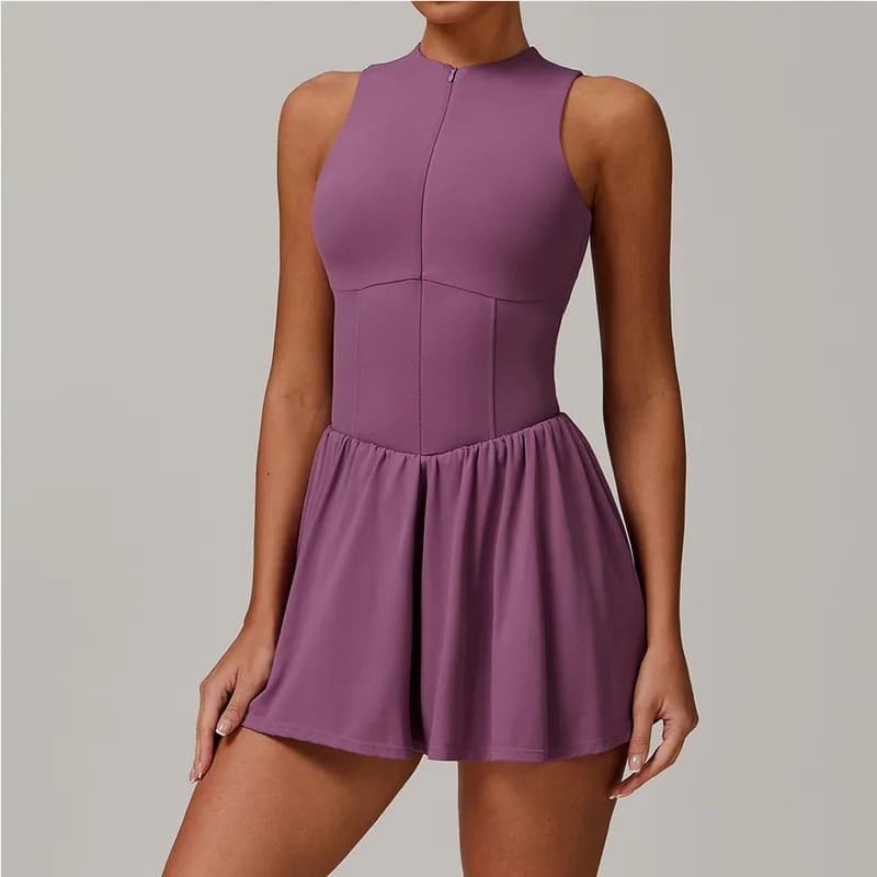 Macacão de Yoga Feminino, Conjunto de Yoga, Macacão com Zíper, Macacão de Fitness de Peça Única, Roupa Esportiva Sem Man