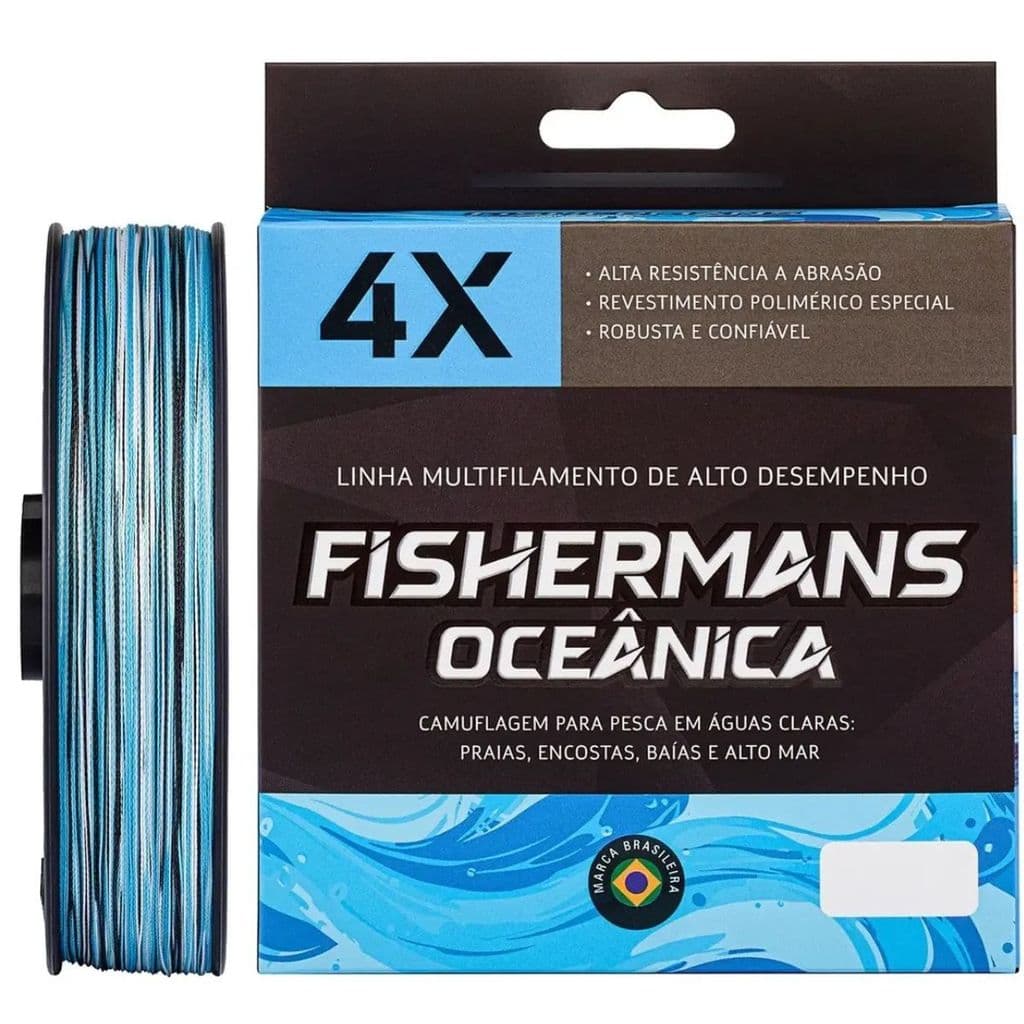 Linha Multifilamento Fishermans Oceânica 4X 0,28mm 30lb 300m Original Para Pesca Esportiva
