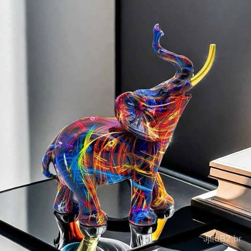 Estátua de Elefante, Escultura Colorida, Figurino para Decoração de Mesa em Casa, Escritório, Sala de Estar, Decoração I
