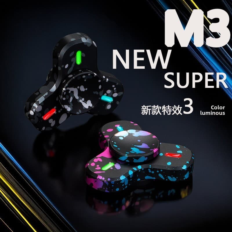 Novo produto luminoso Metal liga de alumínio Fidget Spinner três cores luminosa mão-Turned adulto crianças Deskt