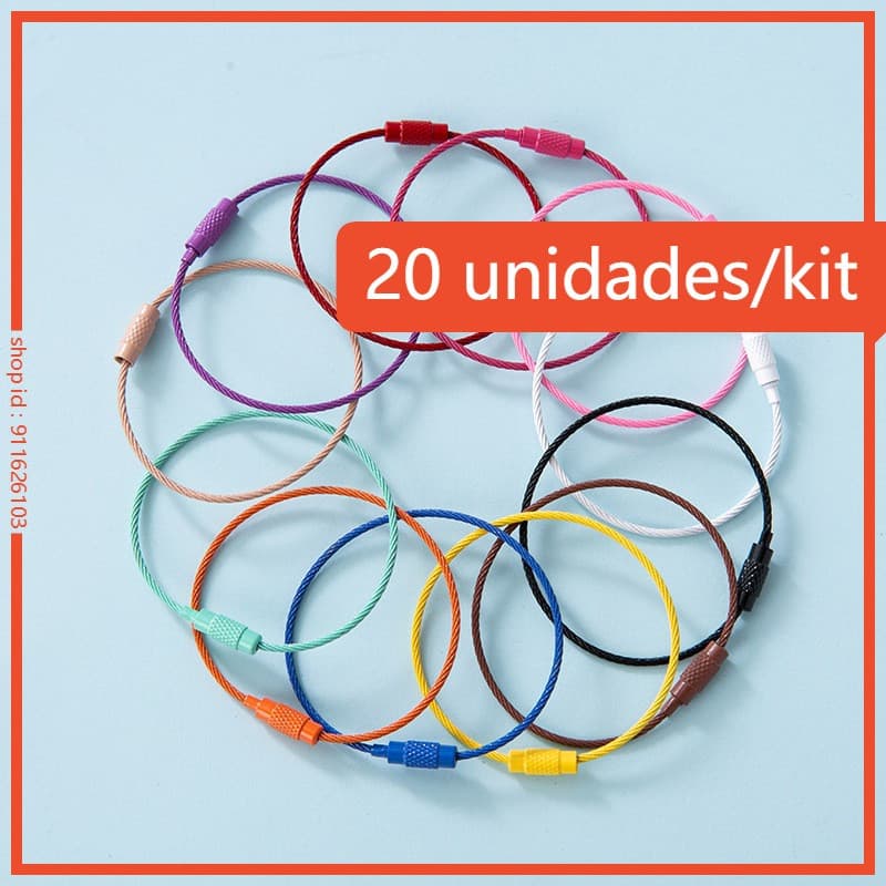 Acessório de bijuteria DIY anel de corda de aço pintado a pó colorido chaveiro criativo