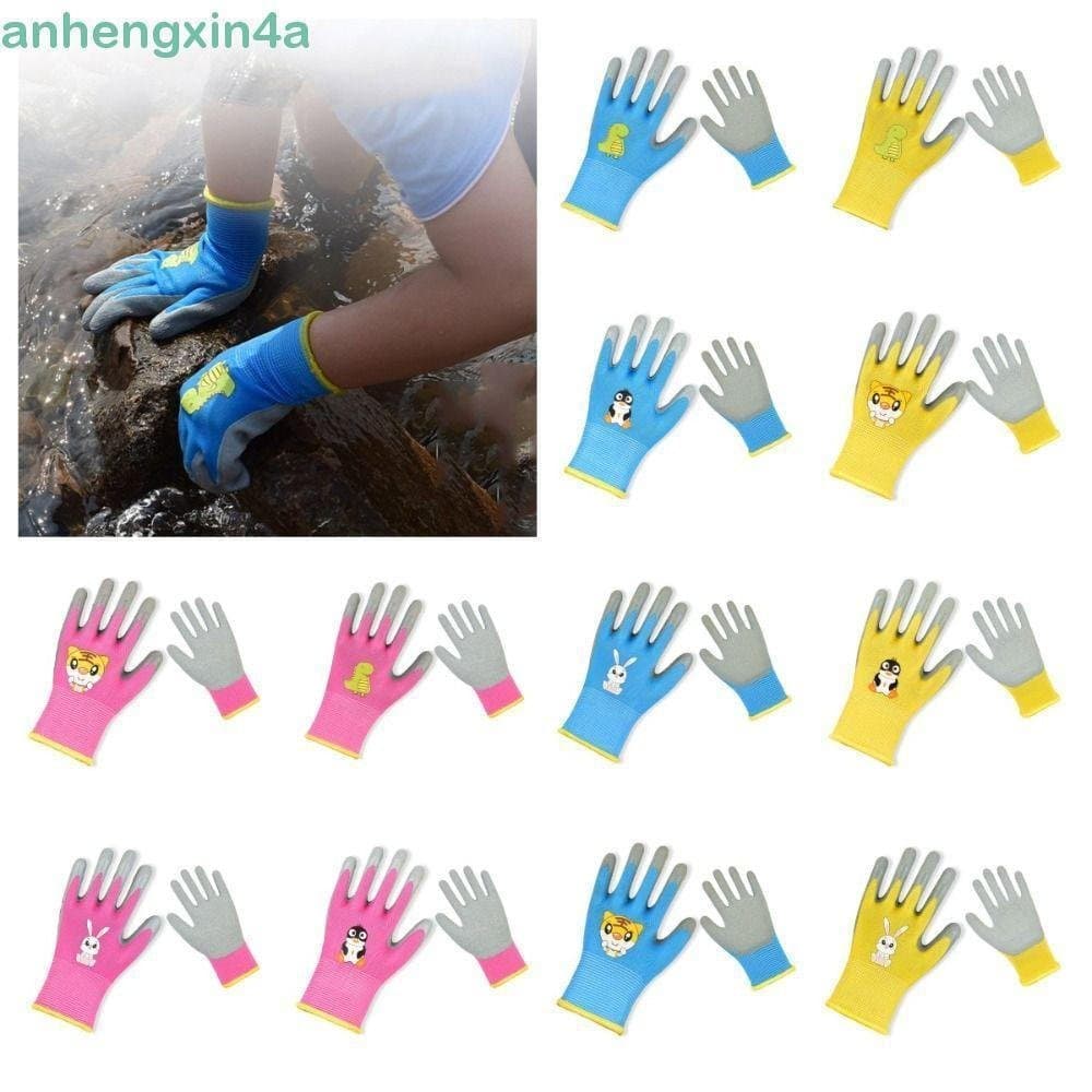 Luvas De Trabalho De Jardim ANHENGXIN , Jardinagem Infantis Antiderrapantes Duráveis , Luva Protetora Infantil Com Padrã
