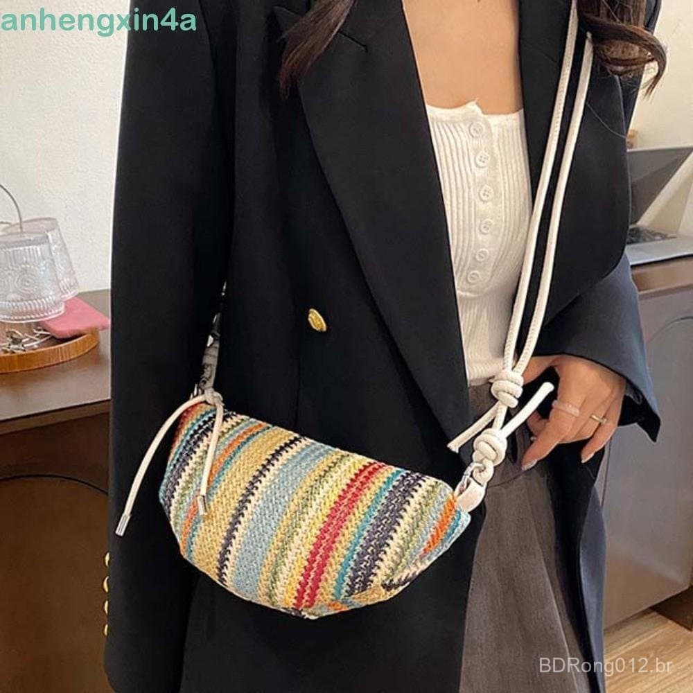 Bolsa Para Bolinho De Palha ANHENGXIN , De Ombro Leve Tecida Em Multicolorida , Grande Capacidade