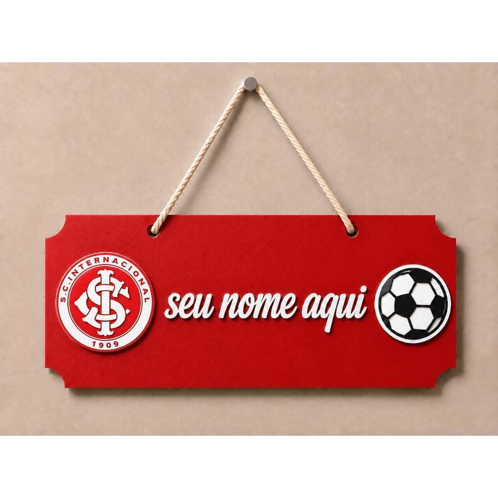 Placa Decorativa Tema Futebol Internacional Personalizada com Nome