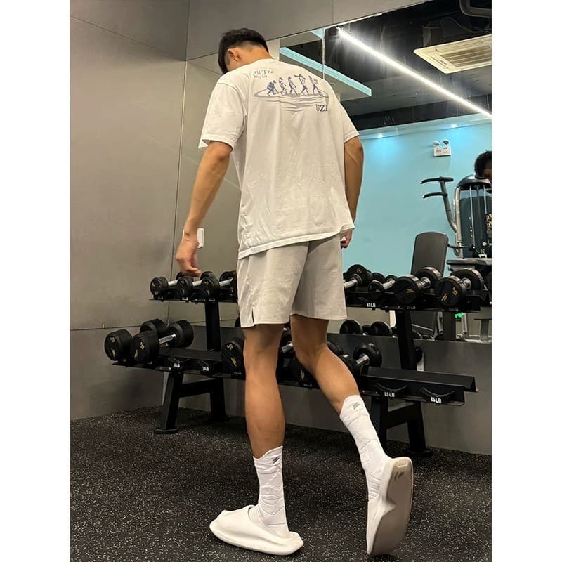 Calções pretos de seda gelada de secagem rápida para homens, calças casuais esportivas de verão, calças de corrida de co