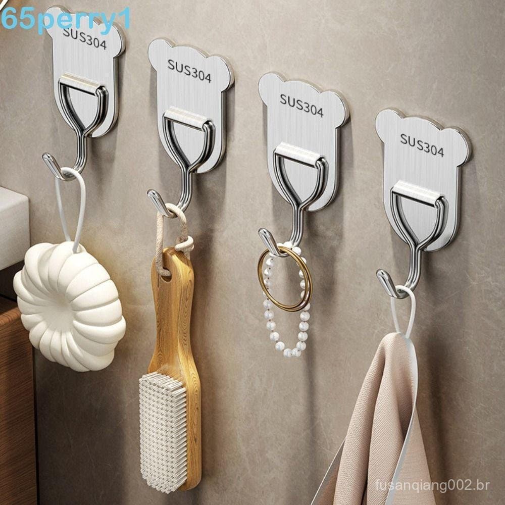 PERRY1 5 Peças De Gancho De Aço Inoxidável , Forte Capacidade De Rolamento E Durável , Metal Sem Perfuração