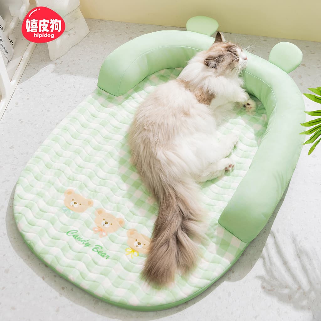 Almofada fofa de urso verde removível lavável almofada de látex almofada de sofá cama de gato cama de cachorro canil ani