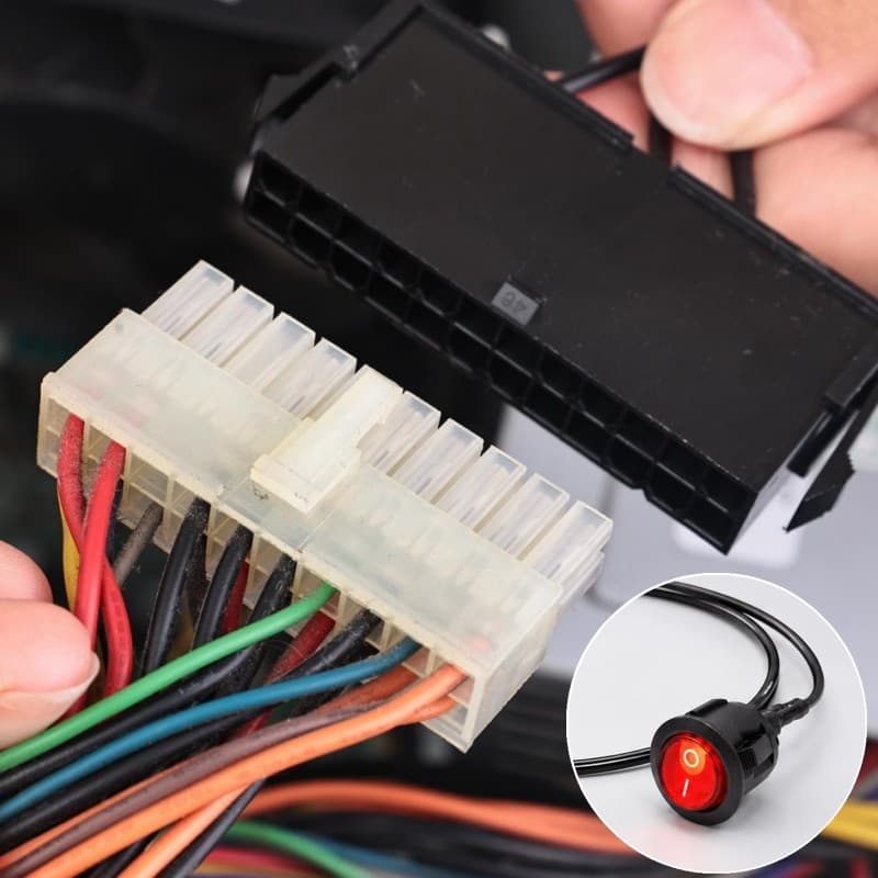 Cabo Inicial De Fonte De Alimentação ATX De 24 Pinos De 2-1 Unidade-Com Interruptor ON/OFF-De 54 Cm Fio De Estanho De Co