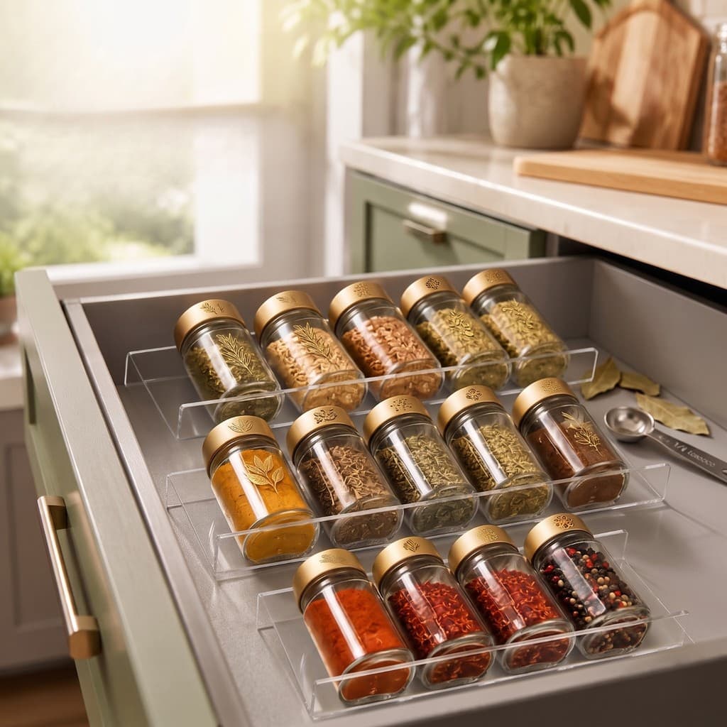 Kit 3 Porta Temperos Organizador de Gaveta Condimento Divisórias em  Acrílico