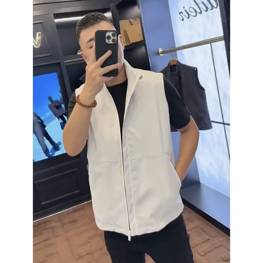 Outono inverno masculino High-End luz luxo gola alta colete jaqueta elegante All-Match leve respirável negócios Casual c