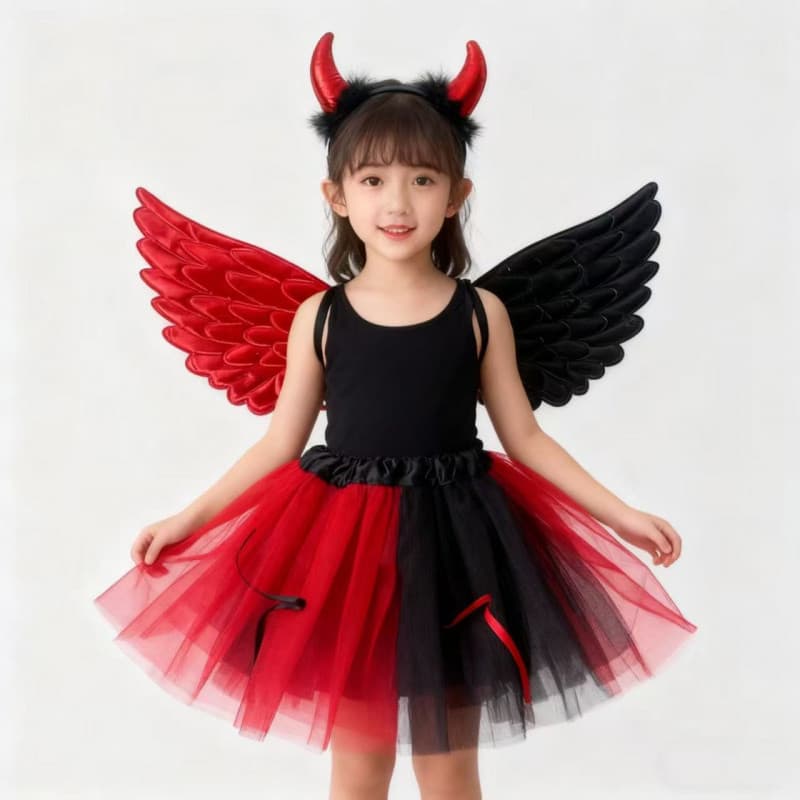 Dia Das Crianças Festa De Halloween Anjo E Pequeno Diabo Traje Bandana Saia Tutu Para Apresentações De Férias