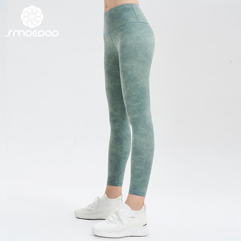Shu Mu Yiduo calças de yoga femininas cintura alta abdômen impresso yoga tornozelo comprimento calças Hip-Lifting mais m