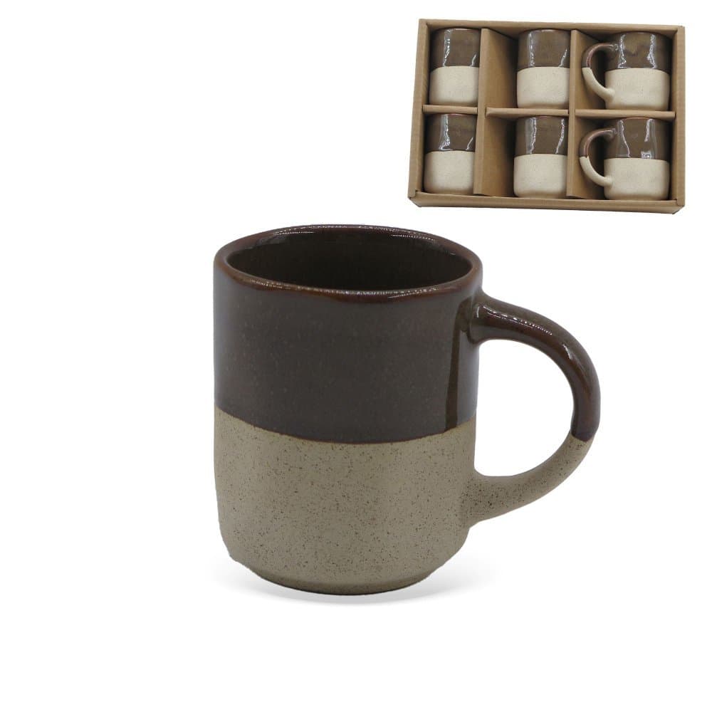 Xícaras em Cerâmica detalhe Esmaltado Marrom - 100ML - 6PCS - BTC HOME DECOR