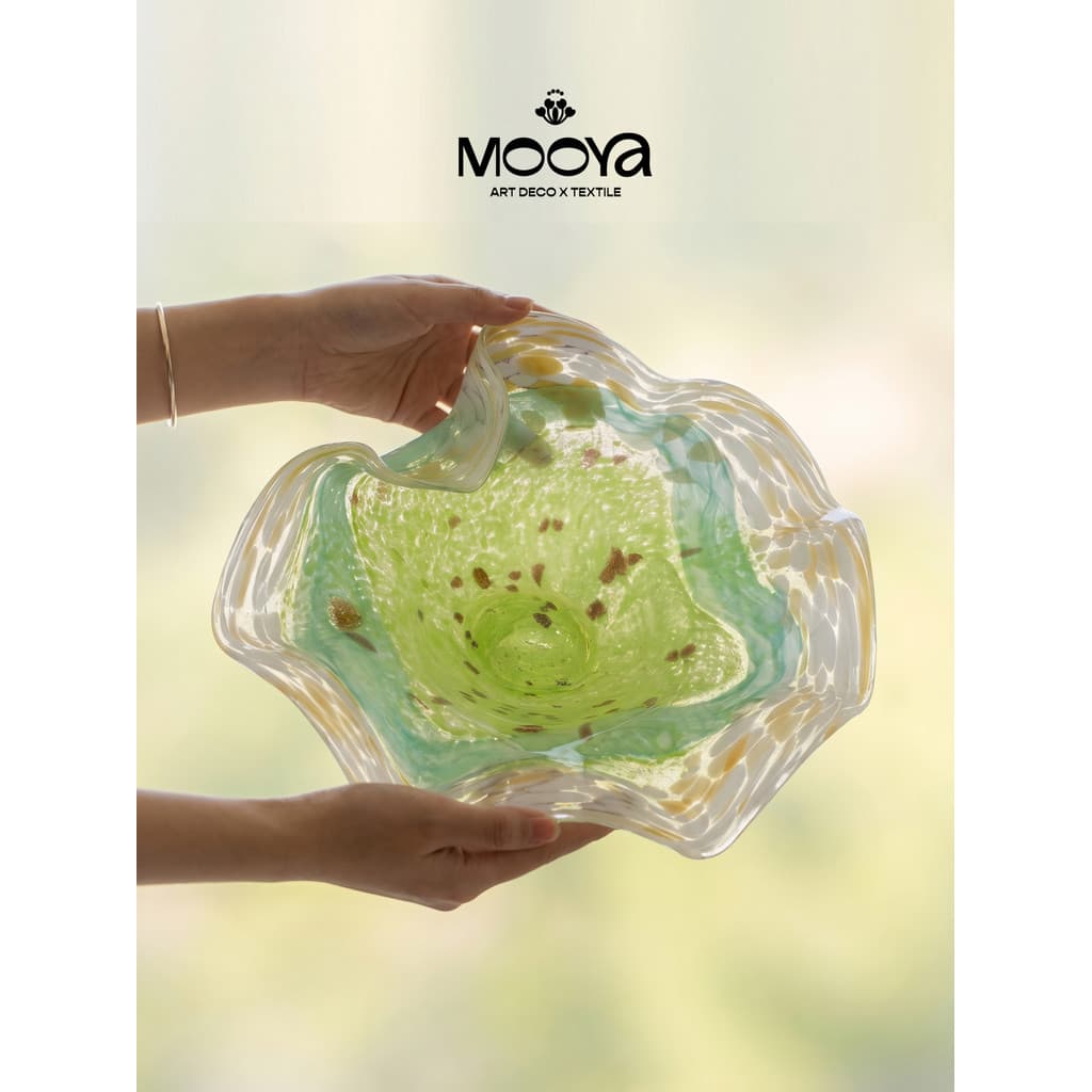 MOOYA {Blossoming Banxia} Luz Francesa Luxo Amarelo Verde Premium Prato de Frutas Mesa de Jantar Mesa de Café Decoração