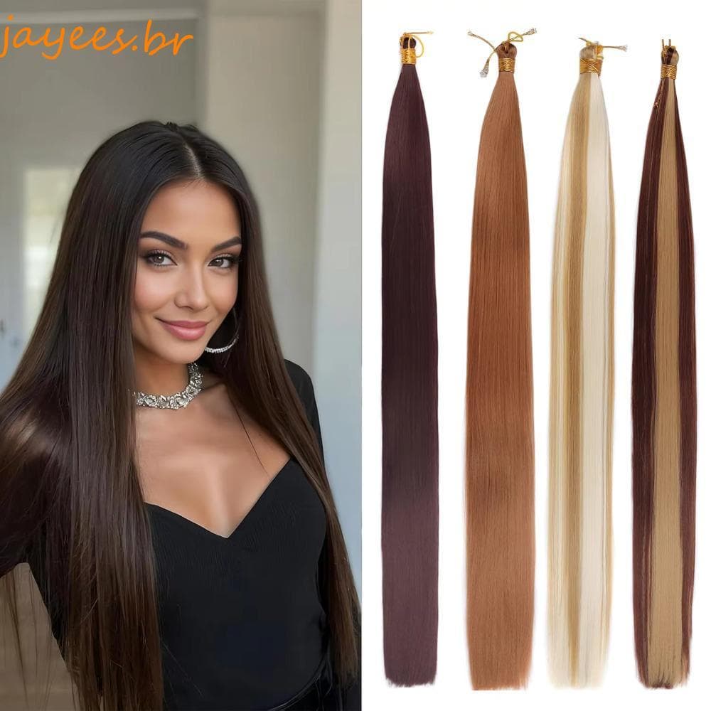 JAYEES Cabelo De Trança Reta De Osso , Extensões De Tranças De Crochê Sedoso Sintético , Pré Esticado
