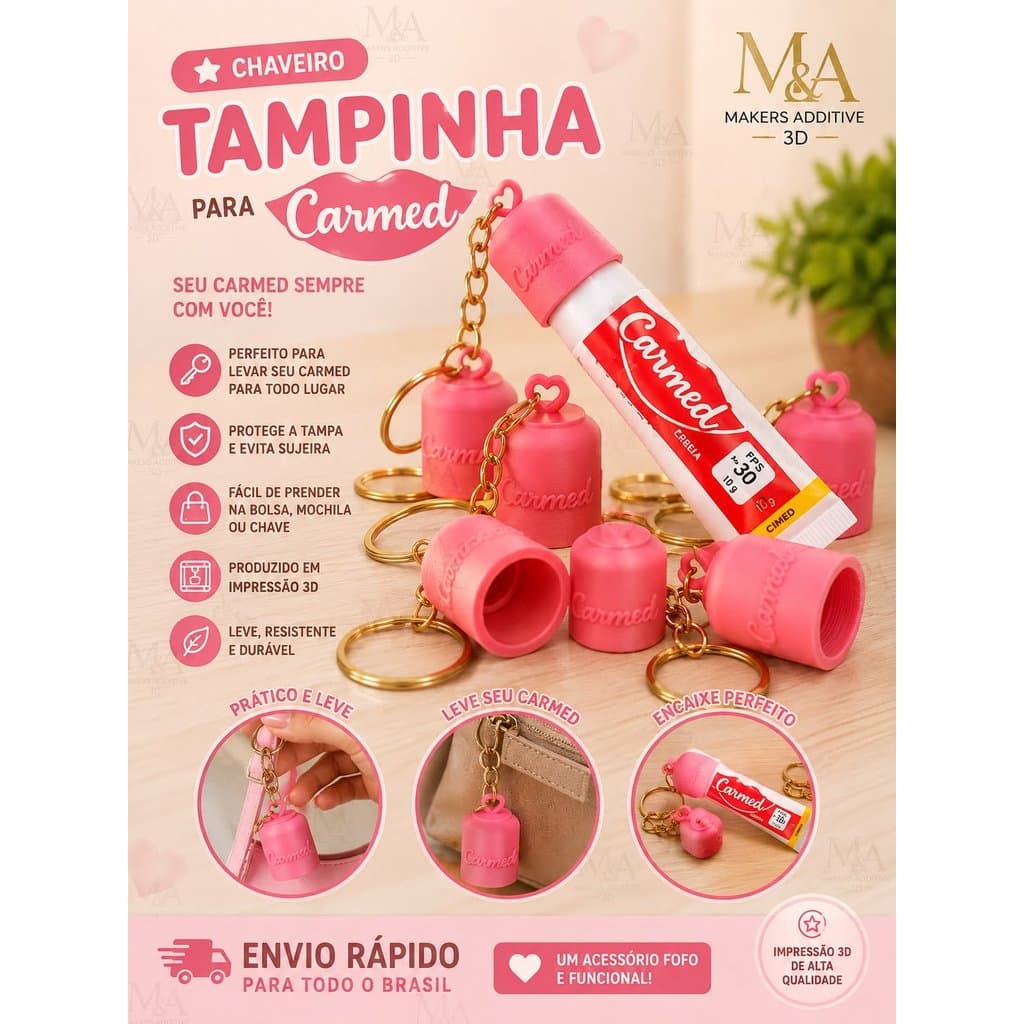 Tampa Chaveiro para Carmed, Fini e Lip Balm Tampa Chaveiro para Carmed Hidratante Labial /NÃO ACOMPANHA BATON