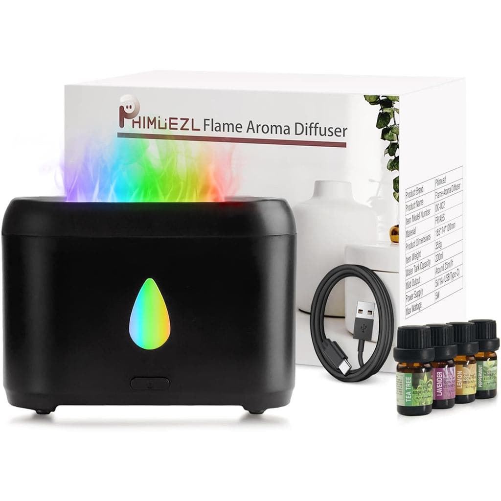 Difusor de Chamas para Óleos Essenciais, Difusores de Aroma Ultrassônicos de 200ml com Névoa Fria, Difusor de Aromaterap