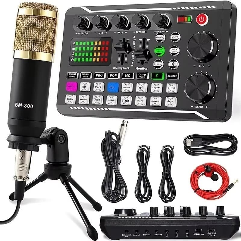Microfone Condensador Profissional Bluetooth Placa Misturadora De Som Sem Fio Para PC USB Com Digital DJ Ao Vivo Kits De