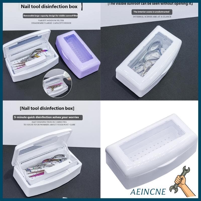 AEIN Estojo Compacto Para Limpeza Equipamentos Unhas, Durabilidade,, Ferramenta Caixa Esterilizadora V