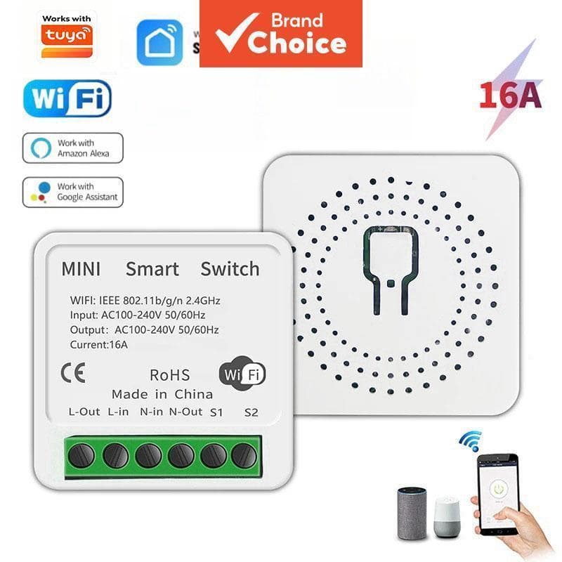 AXUS Para Módulo Mini Interruptor Inteligente Tuya WiFi 16A Disjuntor Controle de 2 vias Alexa Google Smart Life 1/10