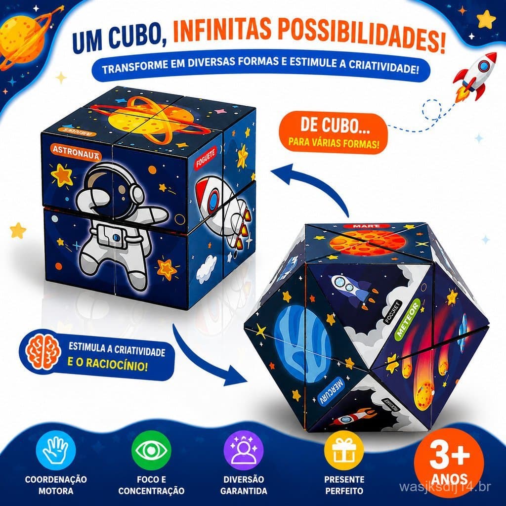 Cubo Mágico Infinito Transformável Anti-Stress Brinquedos Sensoriais 3D Espaciais