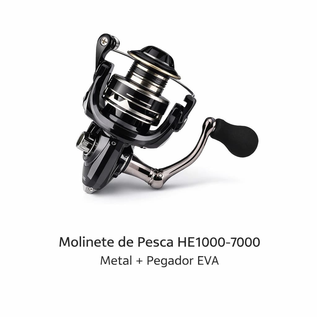 Molinete De Pesca De Metal EVA HE1000-7000 Max Arraste 10kg Cana Em Água Salgada.