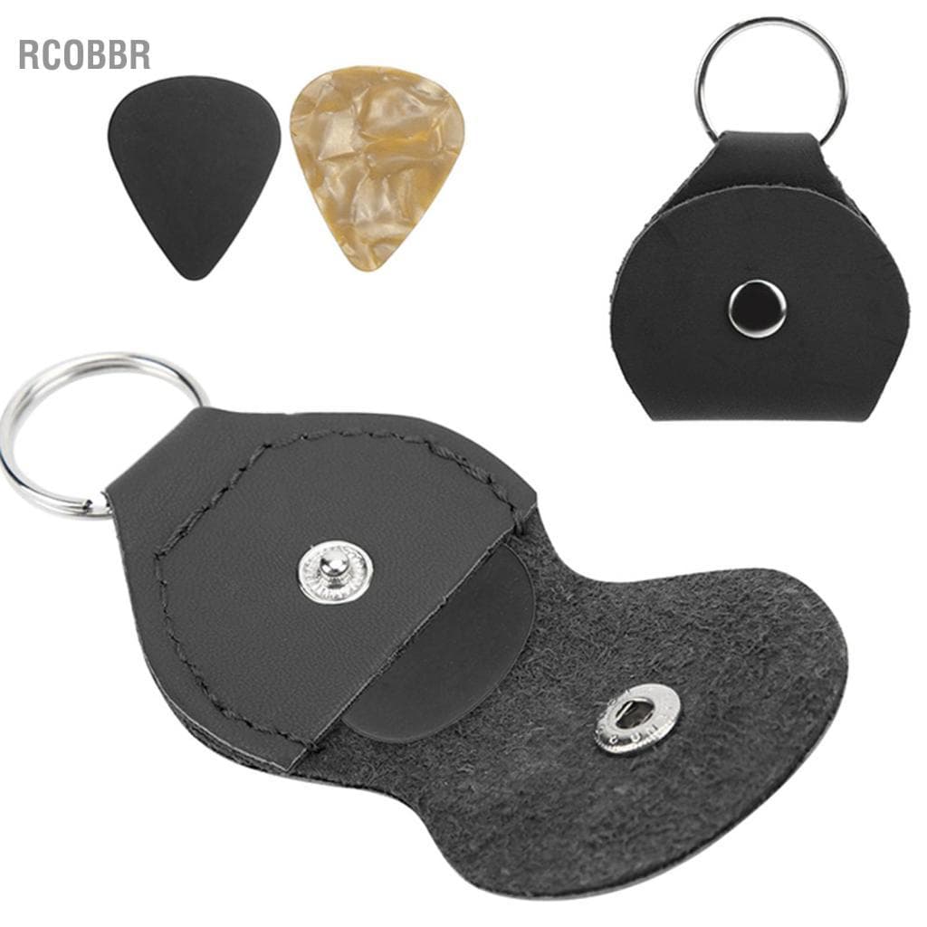 Rcobbr Mingzhe suporte para palhetas de guitarra, estojo de couro macio para armazenamento de palheta, chaveiro,