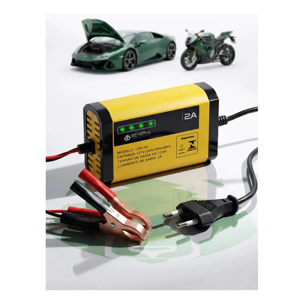 Carregador Inteligente De Bateria Automotiva Several Importados 12v Portátil Rápido Para Carro Moto E Veículos