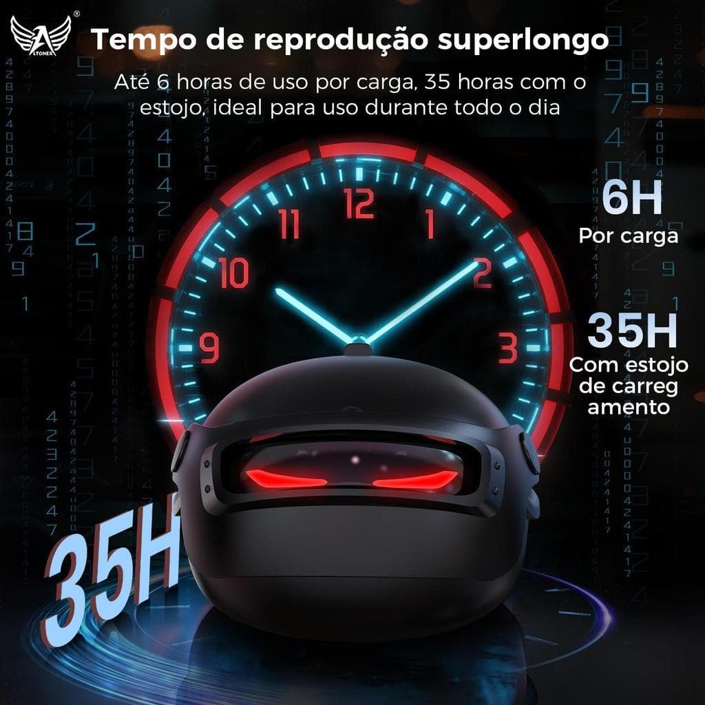 Eletromex Fone Gamer Sem Fio Bluetooth, redução de ruído ambiente, reprodução sonora de alto nível