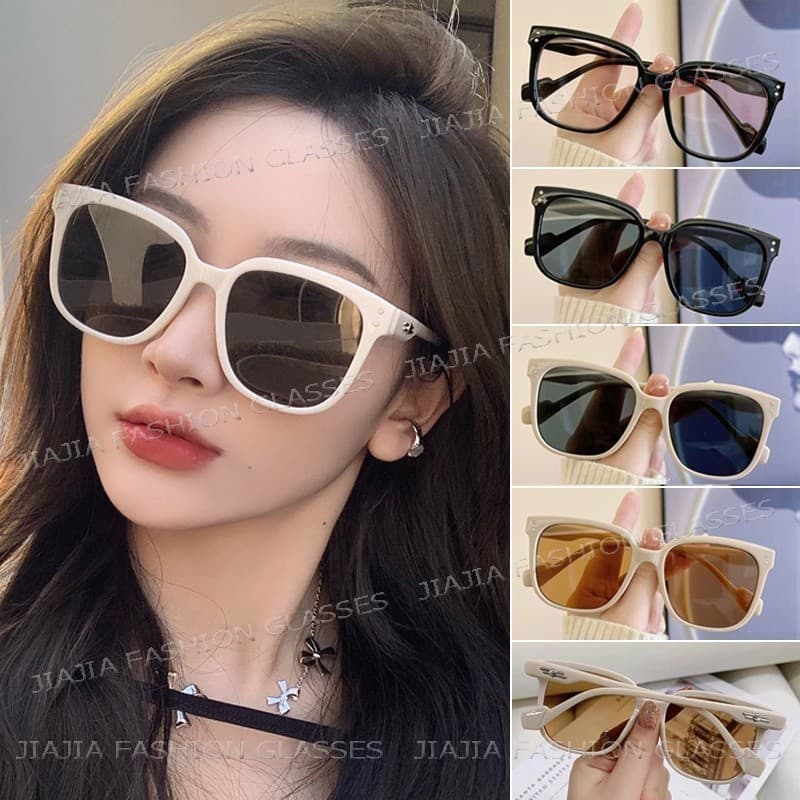 Moda Coreana Grande Armação Quadrada Óculos De Sol Para Mulheres Homens Preta Retro Ao Ar Livre Tan Gradiente Proteção U
