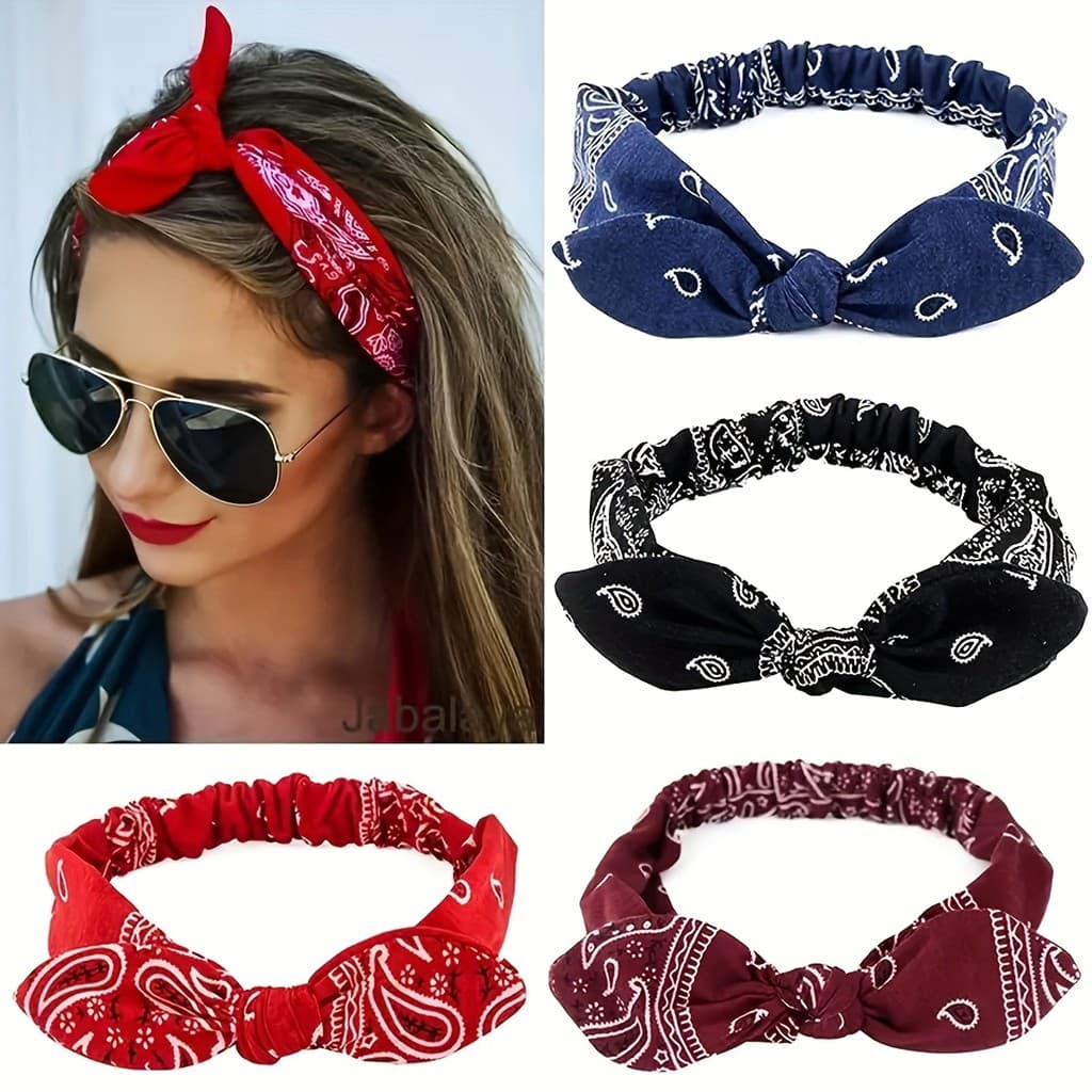 Paisley Impressão Arco Bandana Elástico Turbante Faixa De Cabelo Feminino Casual Esportes Rosto Lavagem Acessórios Para