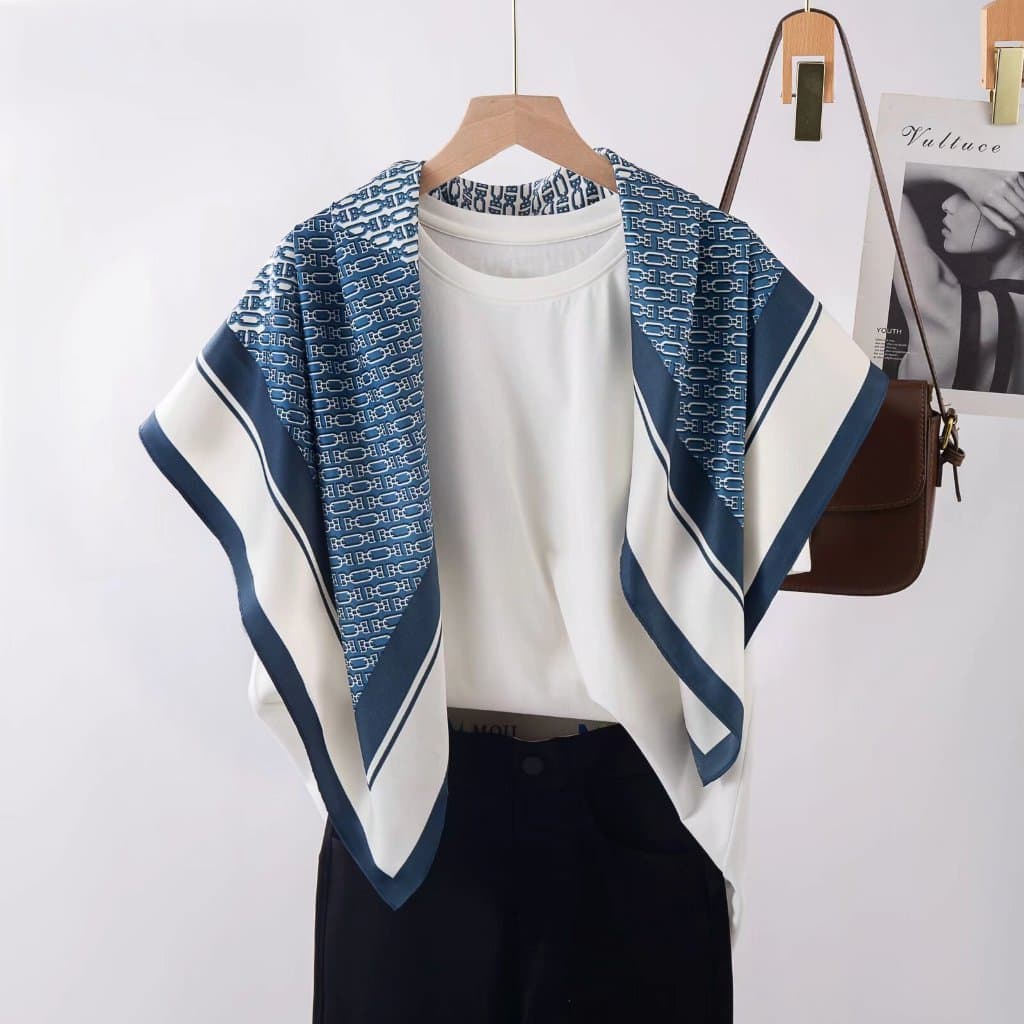 Lenços Estamapa Quadrado Grande Cetim Seda Elegante Primavera 90x90 Lenços da Moda cachecol Cetim Cabeça Pescoço