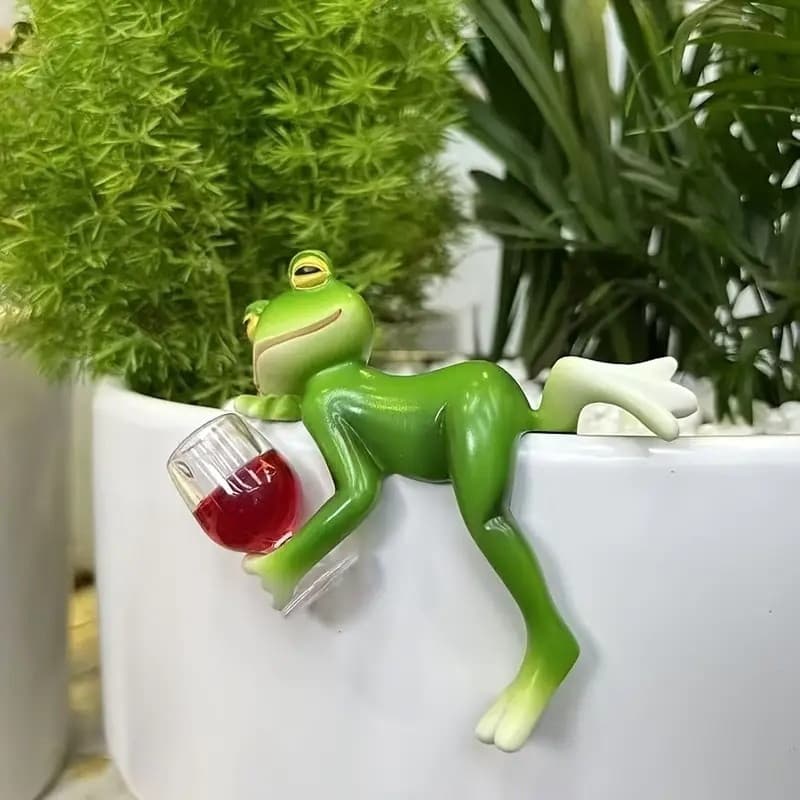 Diversão Bebendo Sapo Estátua Vaso De Flores Abraçando Resina Pendurado Decoração Casa Jardim Cerca Varanda Terraço Gram