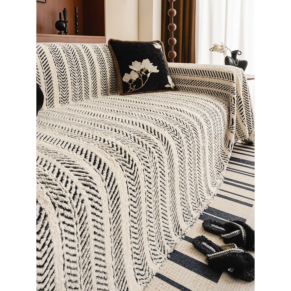 Toalha de sofá outono inverno capa de sofá de pelúcia pano High-End creme capa de sofá antiderrapante uma capa completa