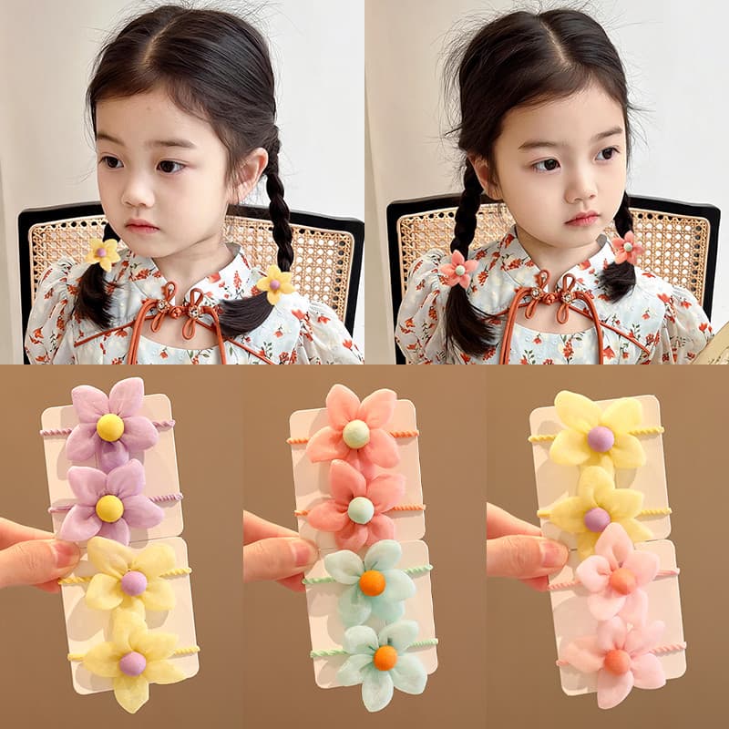 Faixa de borracha menina crianças verão novo estilo menina flor bandana borracha gravata cabeça não machuca o cabelo alt