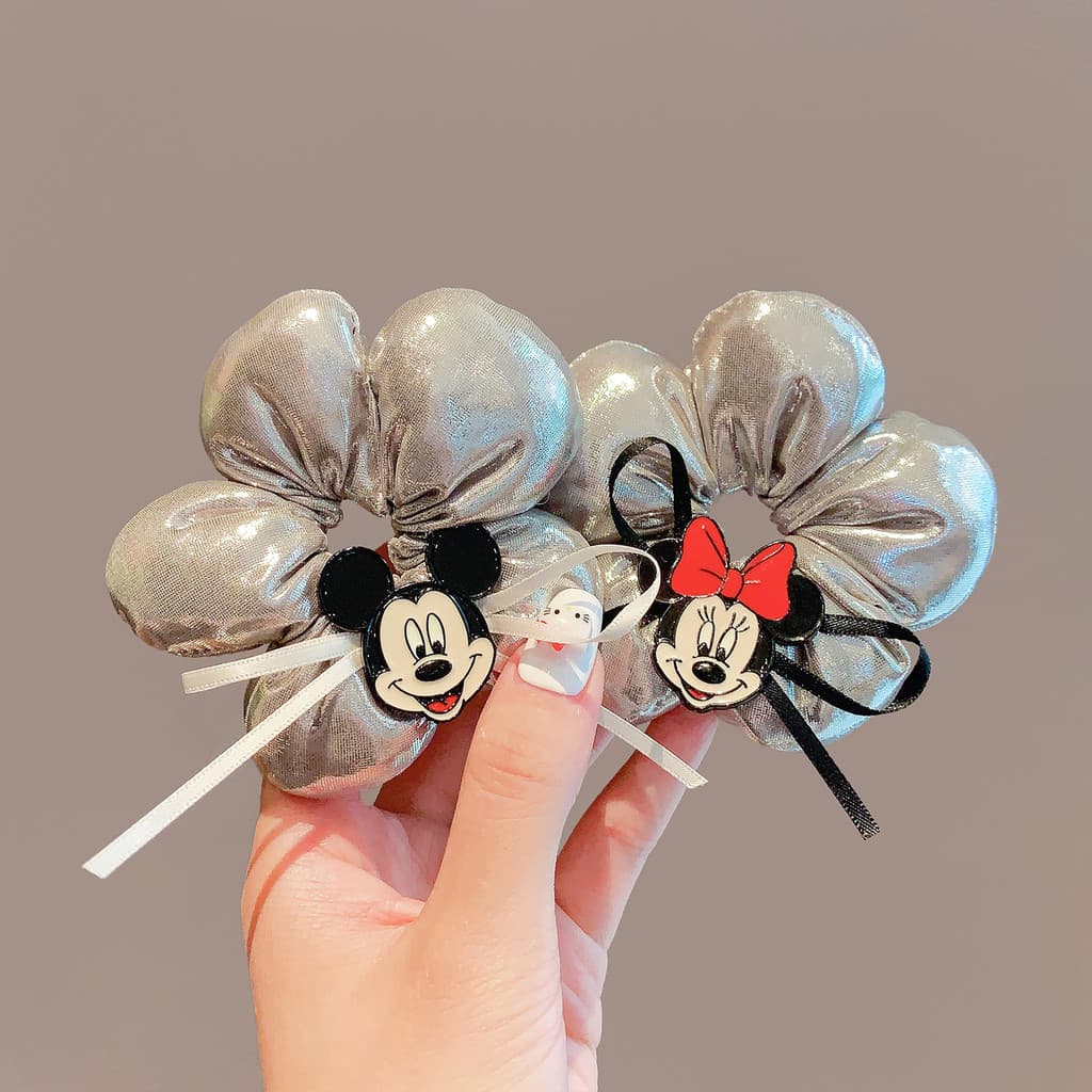 Meninas High-End prata flor laço de cabelo bebê Mickey bola cabeça laço de cabelo menina laço de cabelo cocar