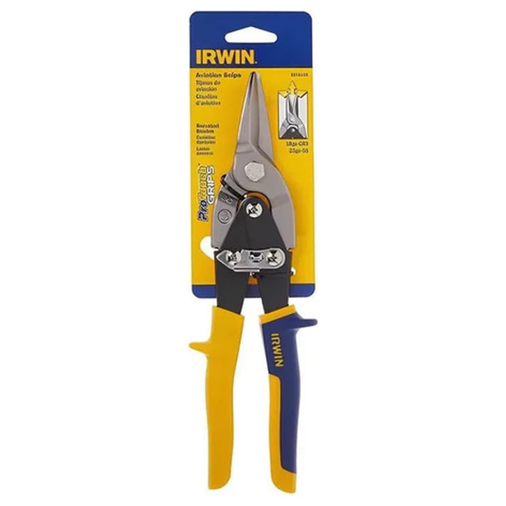 Tesoura Chapa Aviação Irwin Reto Curvo Cabo Amarelo 2073113 Corte Preciso Manual Profissional