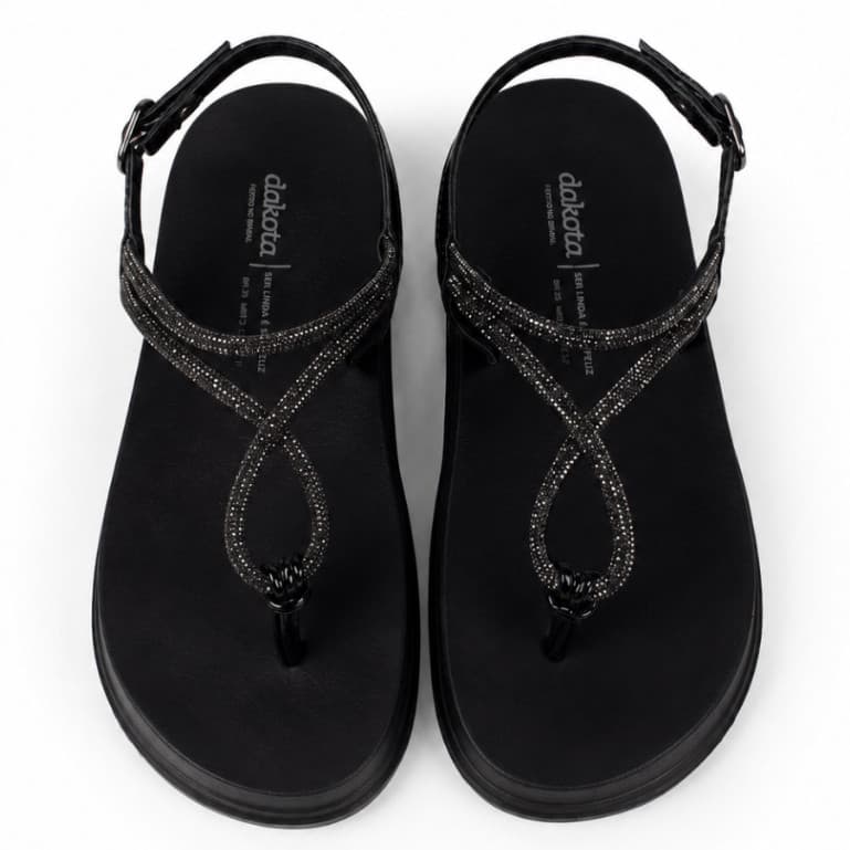Sandalia Feminina Dakota Flatform com Brilhos Tiras Cruzadas Original