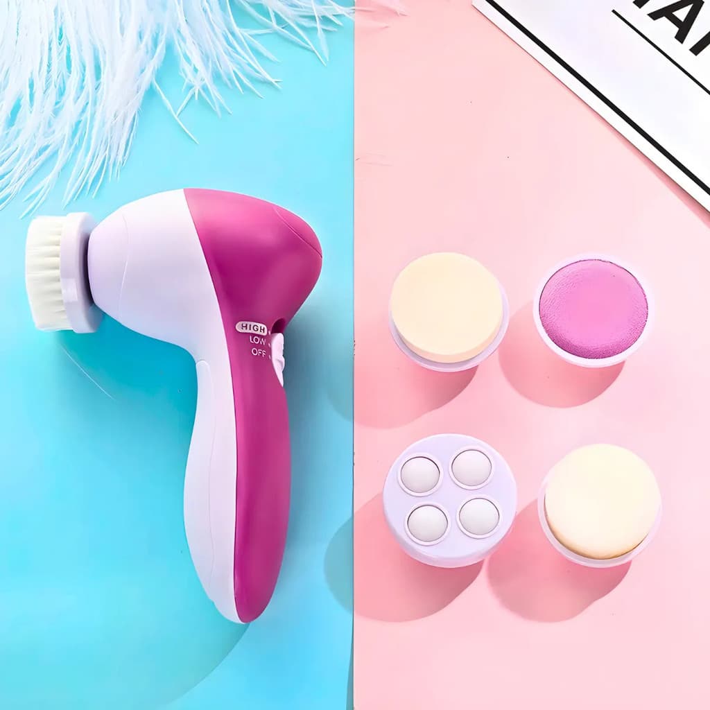 Escova Facial Elétrica 5 em 1 Portátil Esfoliante Massageadora Limpeza Facial