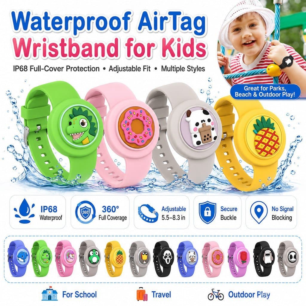 Pulseira AirTag Para Crianças Suporte Com Pino , De Silicone Macio Air Tag Infantil , Leve Rastreador GPS Compatível Rel