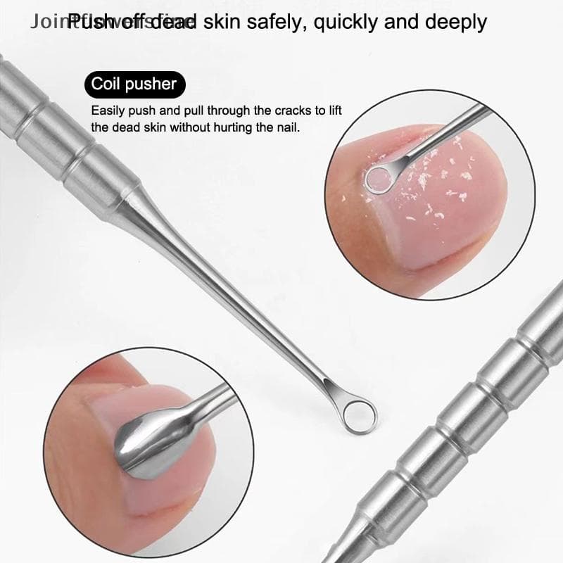 JTFF Removedor De Cutícula De Aço Inoxidável De Duas Cabeças , Empurrador De Unhas , Limpo , Círculo De Pele Morta , Pá